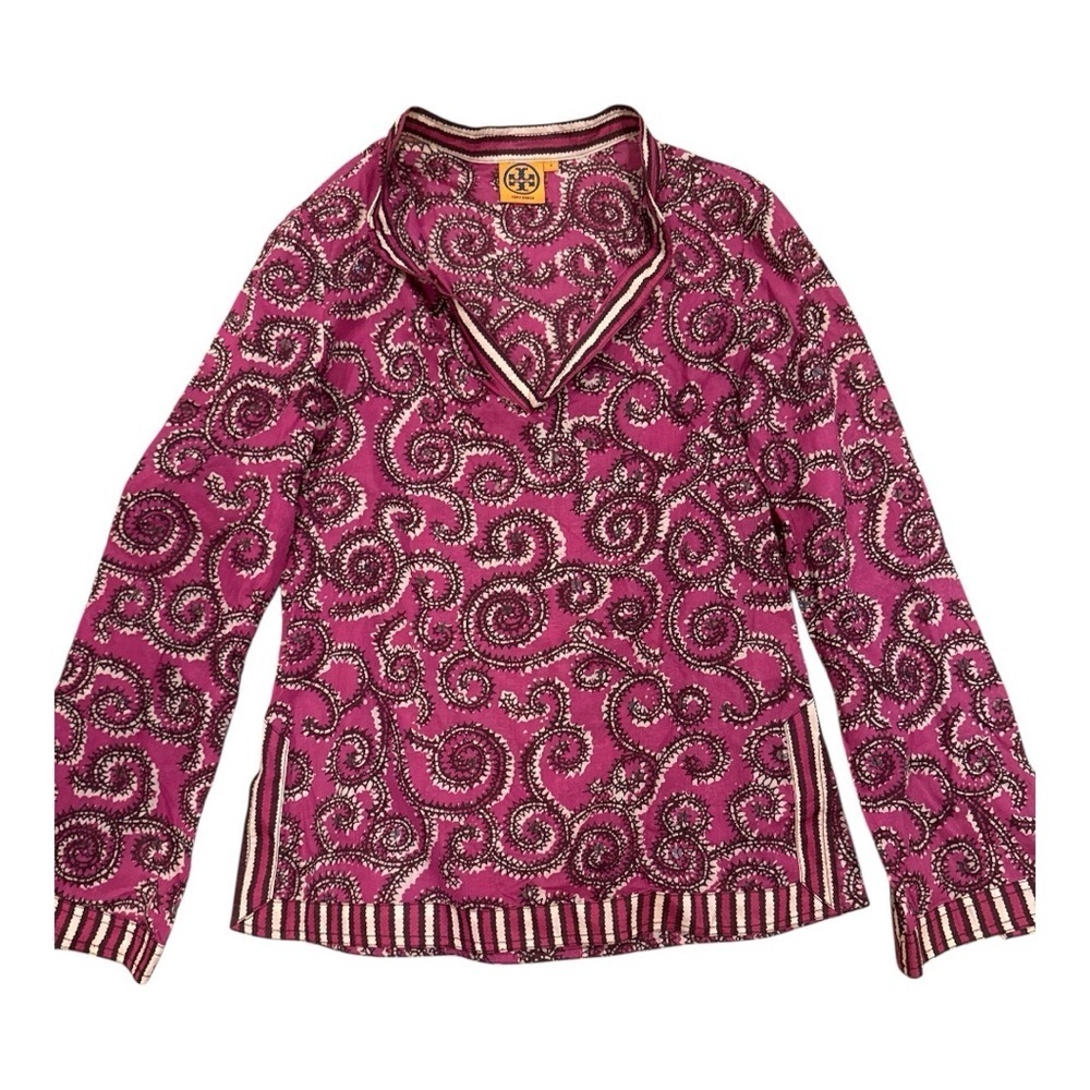 TORY BURCH Pink Paisley Long Sleeve Top